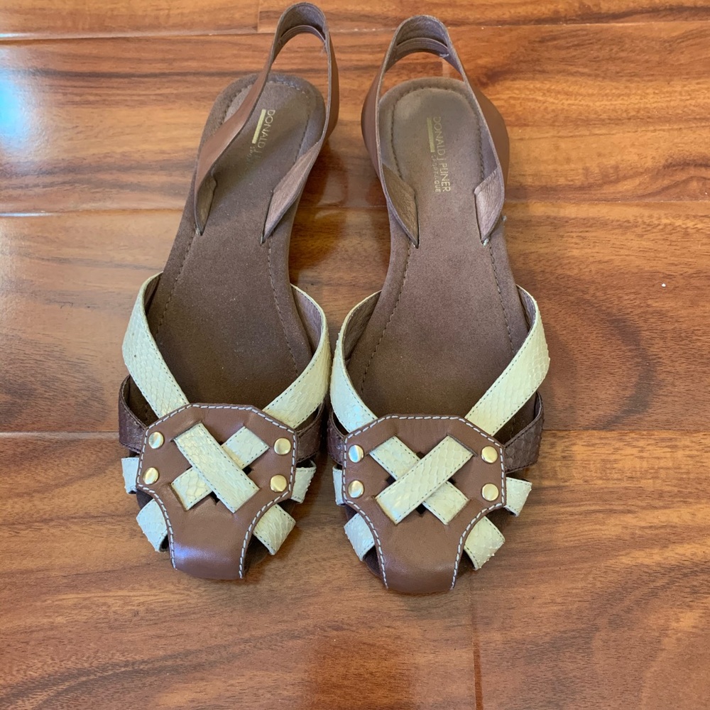 Donald J Pliner Brown Silver Sandals